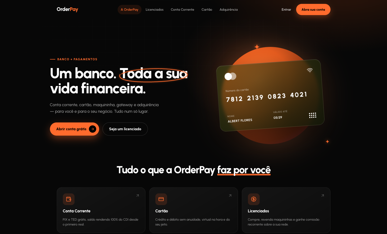 OrderPay - Banco digital e plataforma de pagamentos
