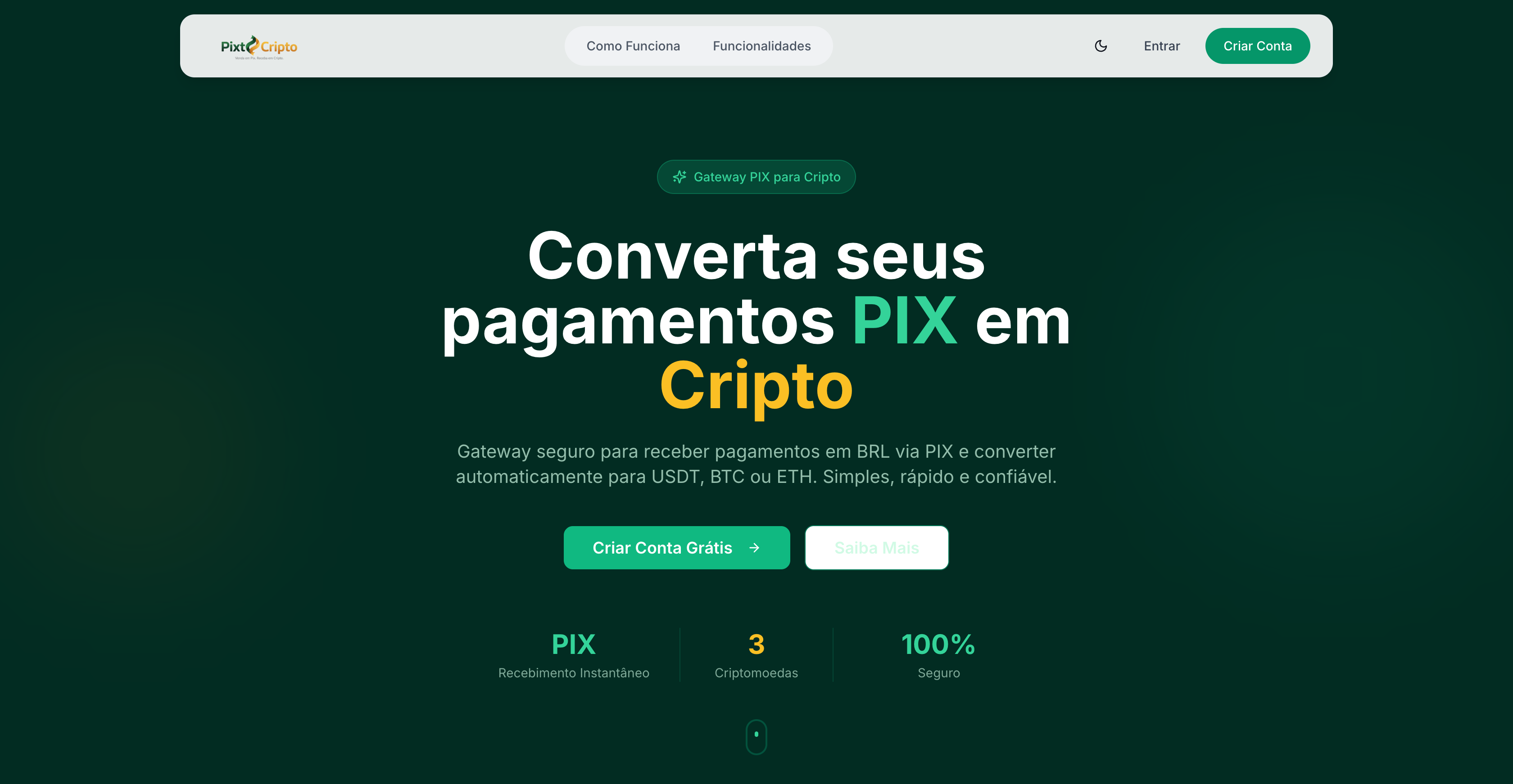 PixCripto - Gateway de pagamentos PIX para Cripto