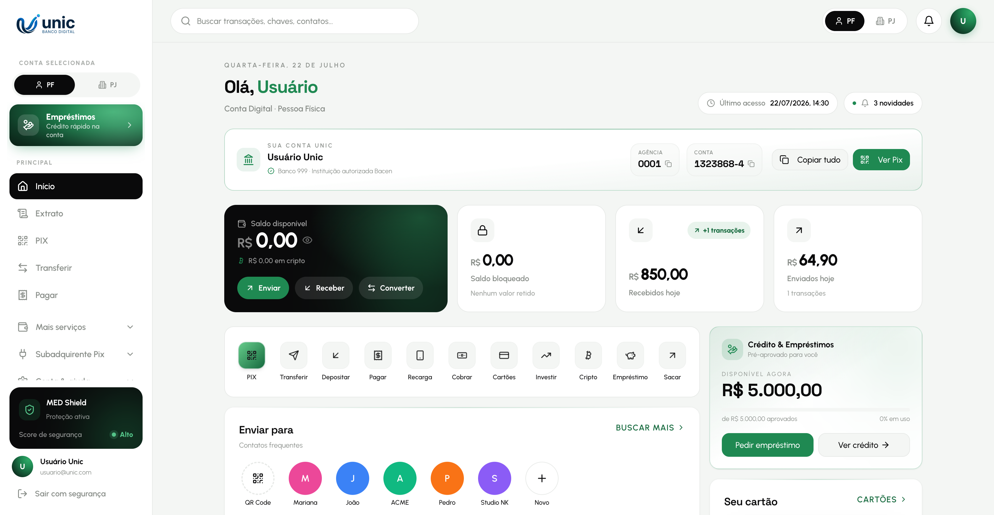 Unic Bank - Banco digital e conta PJ/PF